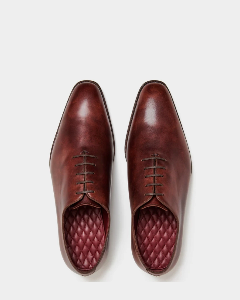Business Elegance Museum Cognac Wholecut Oxford Dress Shoe with Rubber Half Soles