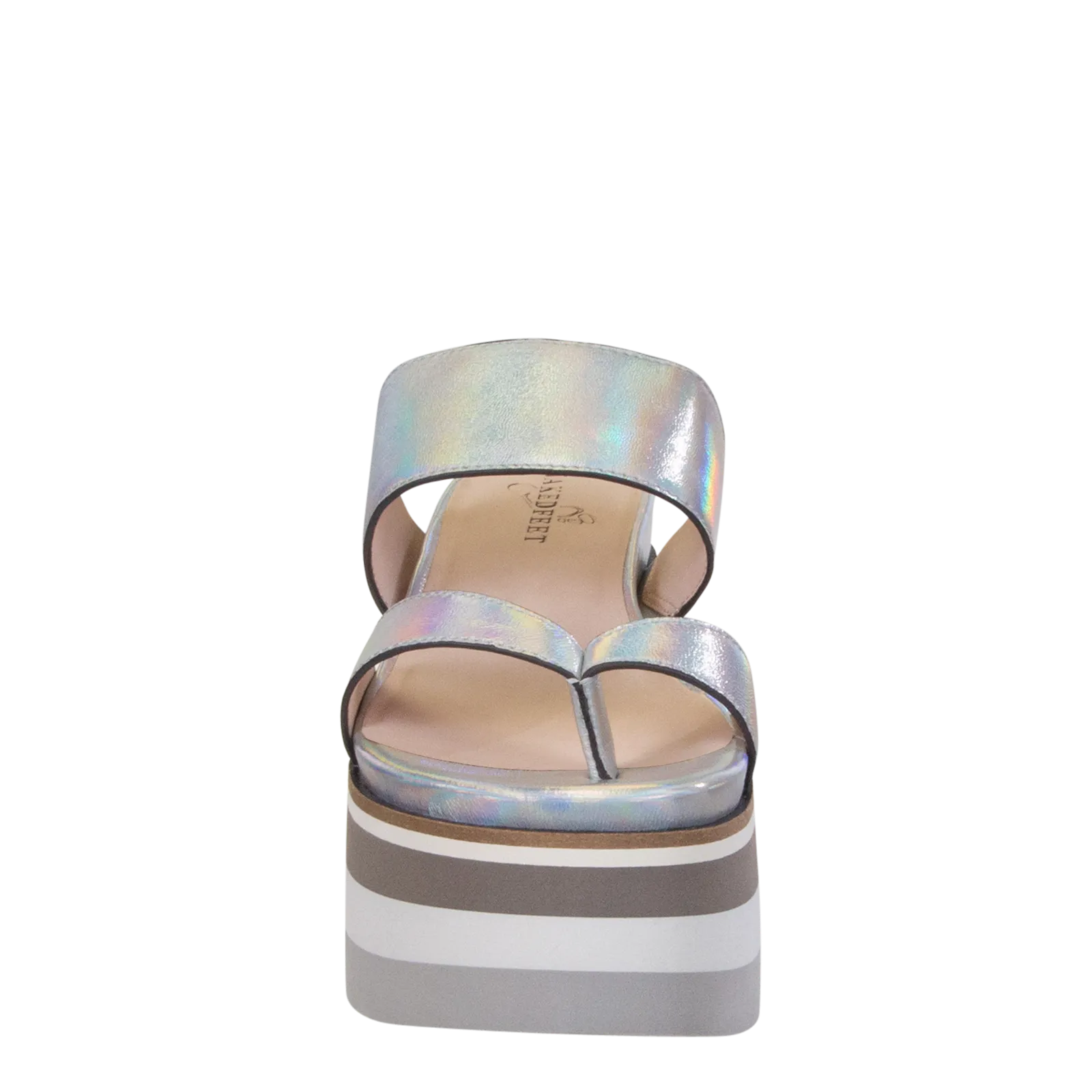 NAKED FEET - FLUX in SILVER Wedge Sandals