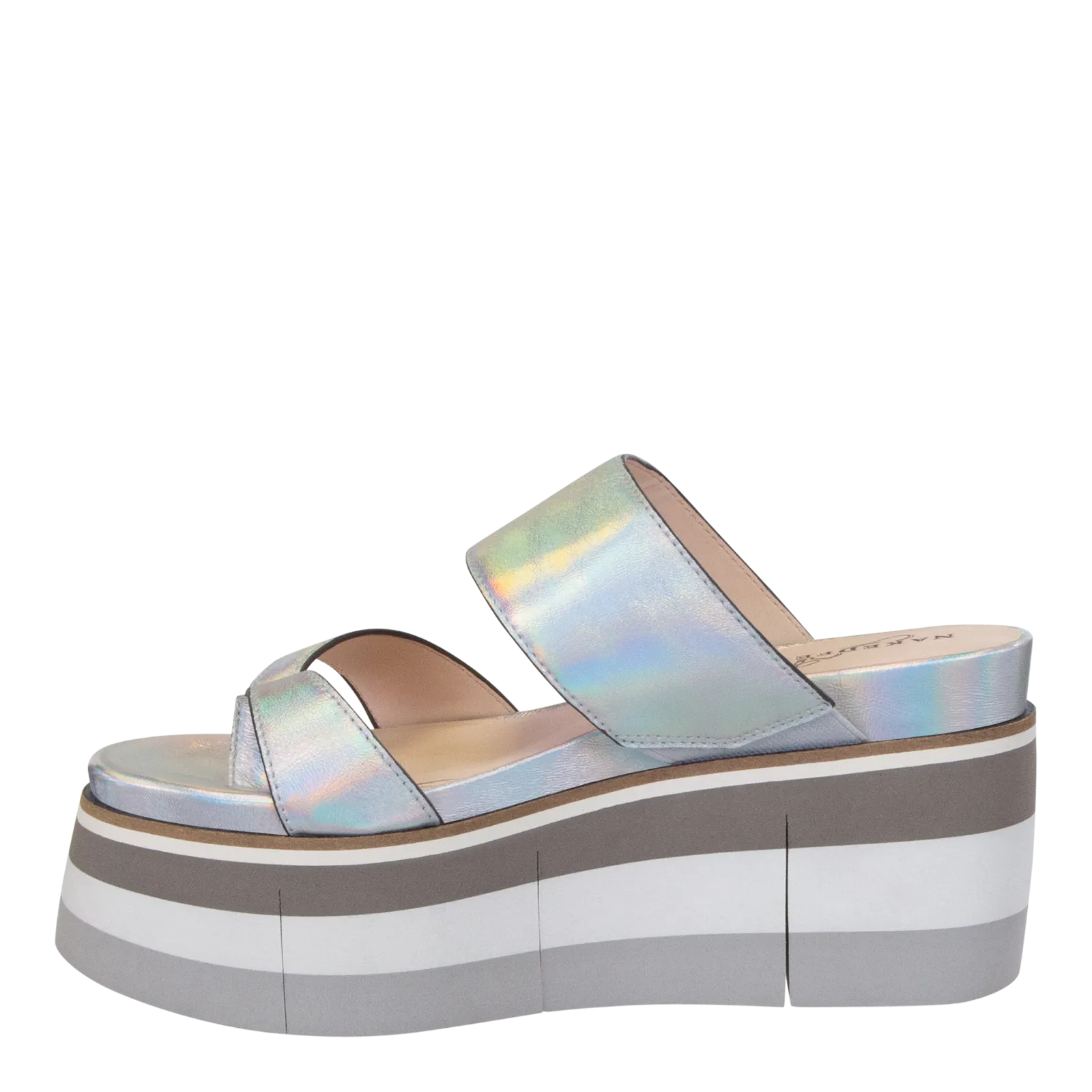 NAKED FEET - FLUX in SILVER Wedge Sandals