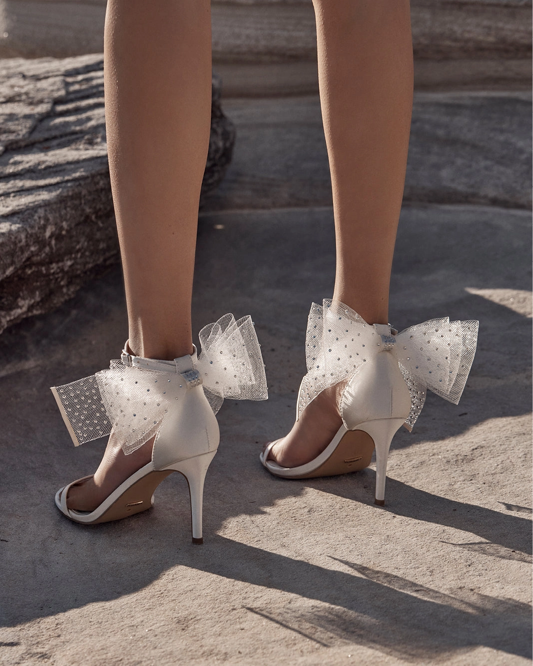 NASHA - WHITE SATIN Leg Line Comfortable Sole