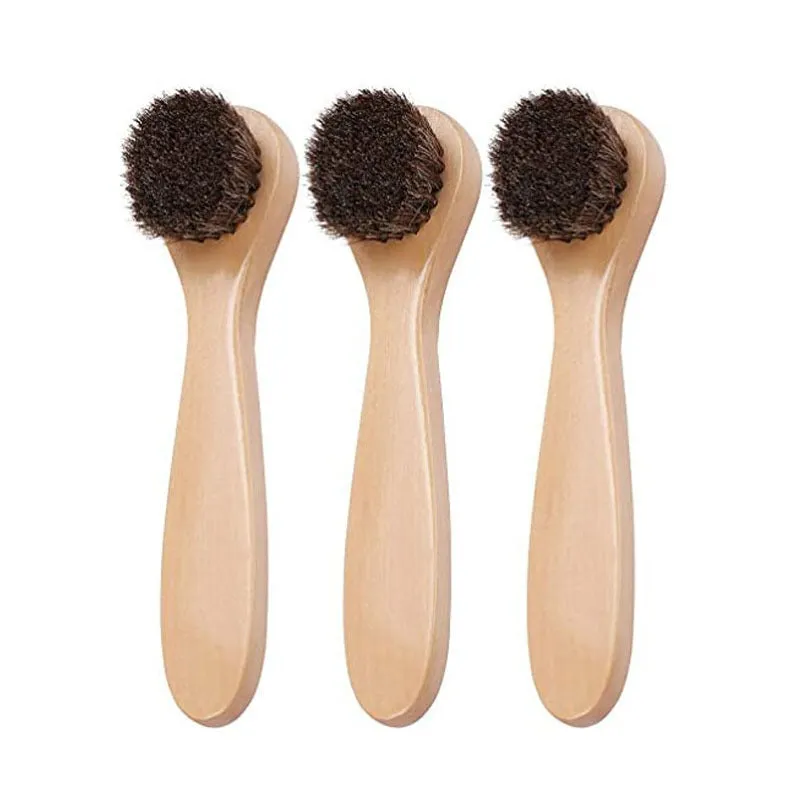 Natural Horsehair Shoe Polish Brush for Shoes / Boots / Leather Clothing
