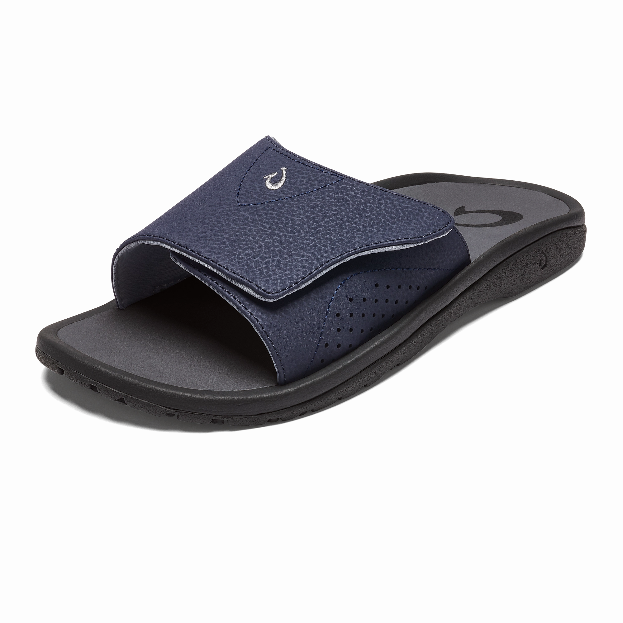 Nalu Slide - Trench Blue / Charcoal Naturally Molded Footbed Thin strap
