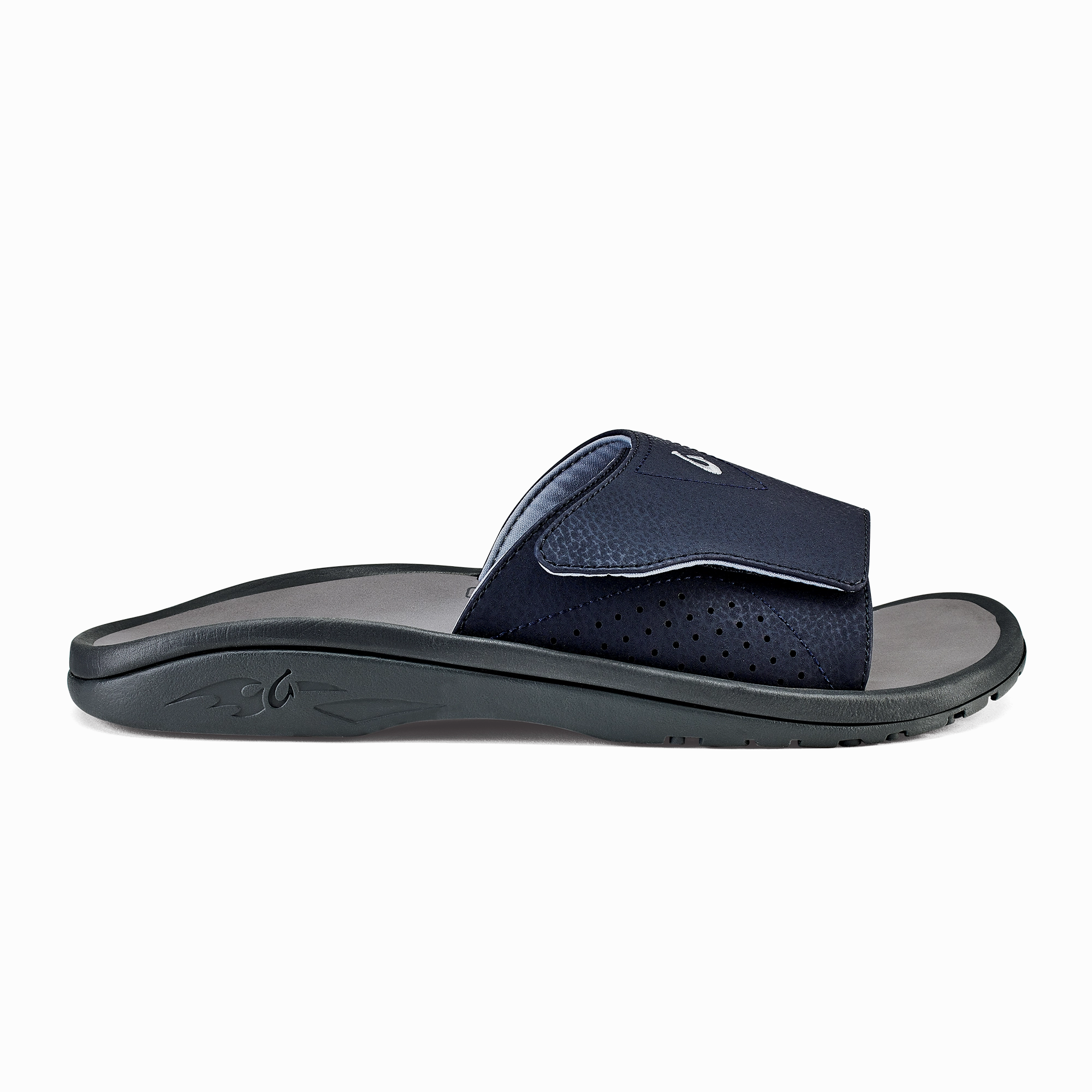 Nalu Slide - Trench Blue / Charcoal Shore Play Contoured Heel Cup
