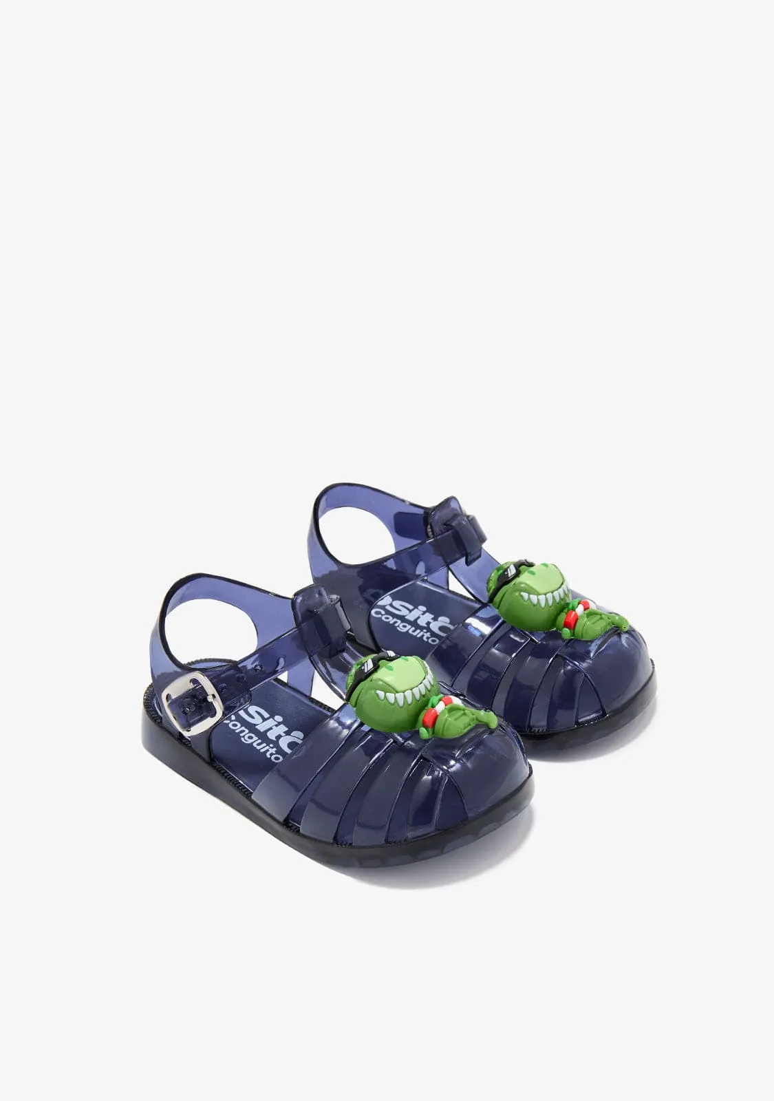 Navy  Buckle Jelly Sandals