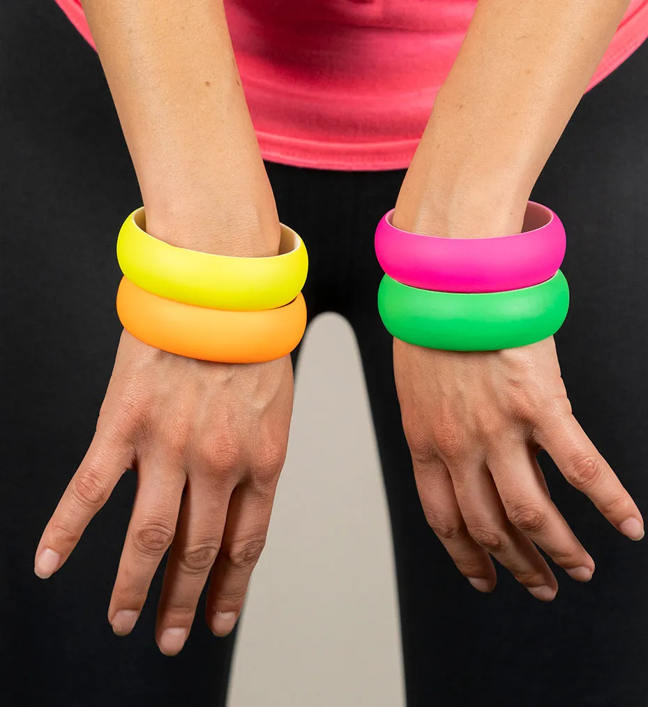 Neon Nation 4 Pack 1980s Style Costume Bracelets 1" Soft Bangles