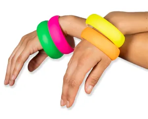 Neon Nation 4 Pack 1980s Style Costume Bracelets 1" Soft Bangles