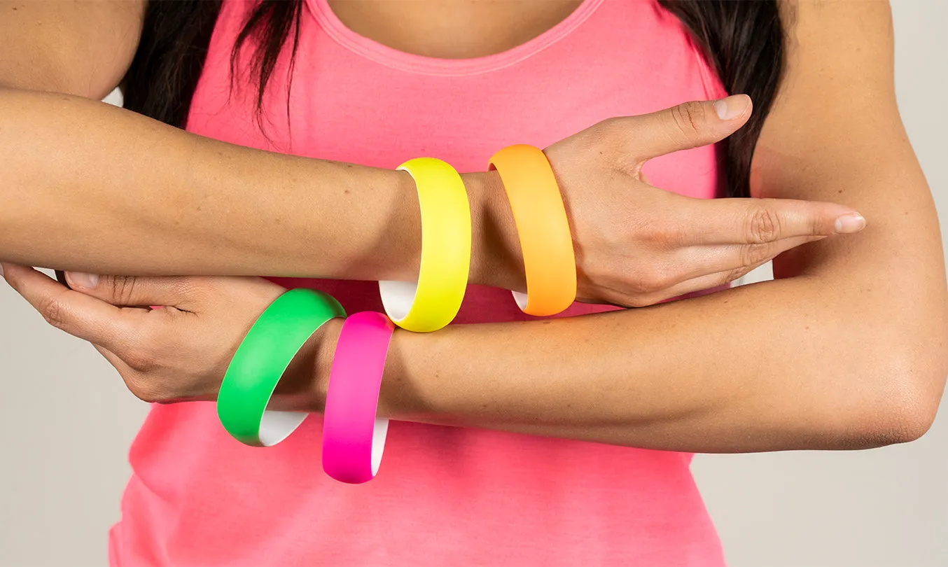 Neon Nation 4 Pack 1980s Style Costume Bracelets 1" Soft Bangles