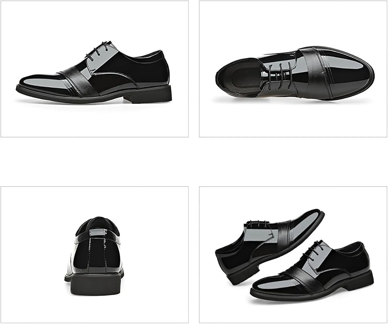 New Leather Shoes MenLace-up Low-top Patent Leather Triple-Joint Dress Shoes Leather Fashion Groom Wedding Leather Shoes