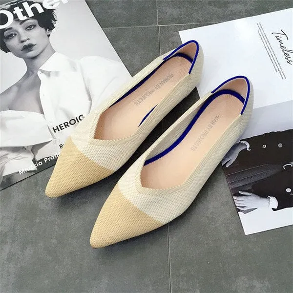New Summer Woven Flat Shoes Knit Ballet Shoes Women Pointed Shallow Casual Boat Shoes Breathable Nurse Pregnant Shoes Zapatos De
