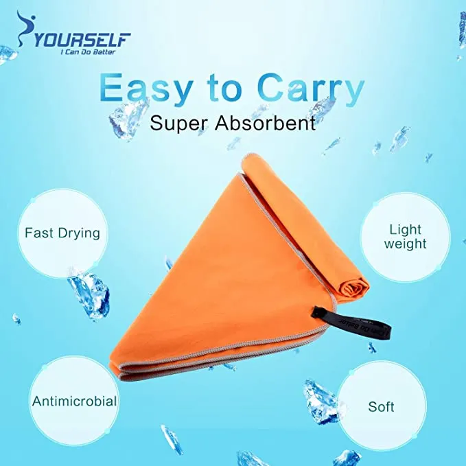 New SYOURSELF 40X20 Microfiber Sports & Travel Towel-Fast Dry, Lightweight, Absorbent, Soft - Perfect for Beach Yoga Fitness Bath Camping   Travel Bag & Carabiner Clip! Orange!