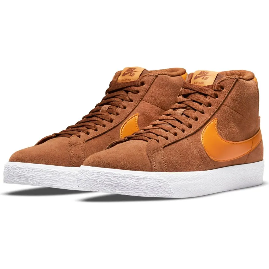 Nike SB Blazer Mid Skate Shoe - Pecan/Light Curry-Pecan-White