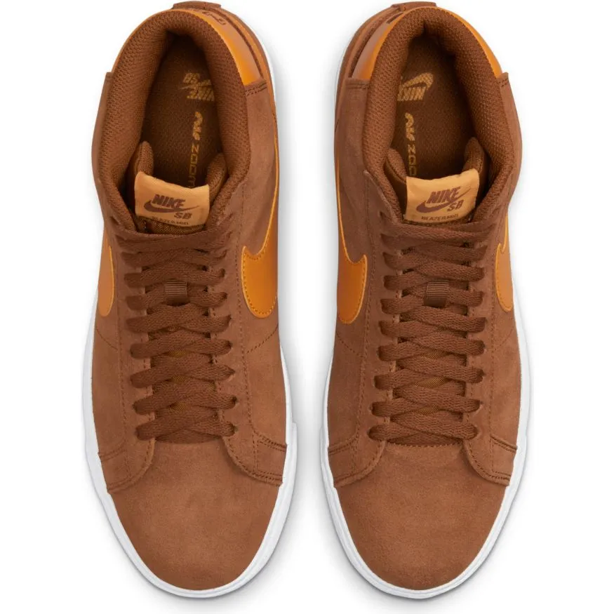 Nike SB Blazer Mid Skate Shoe - Pecan/Light Curry-Pecan-White