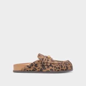 JODERO FLATS BROWN LEOPARD PRINTED SUEDE Practical Walking Shoes Sun View