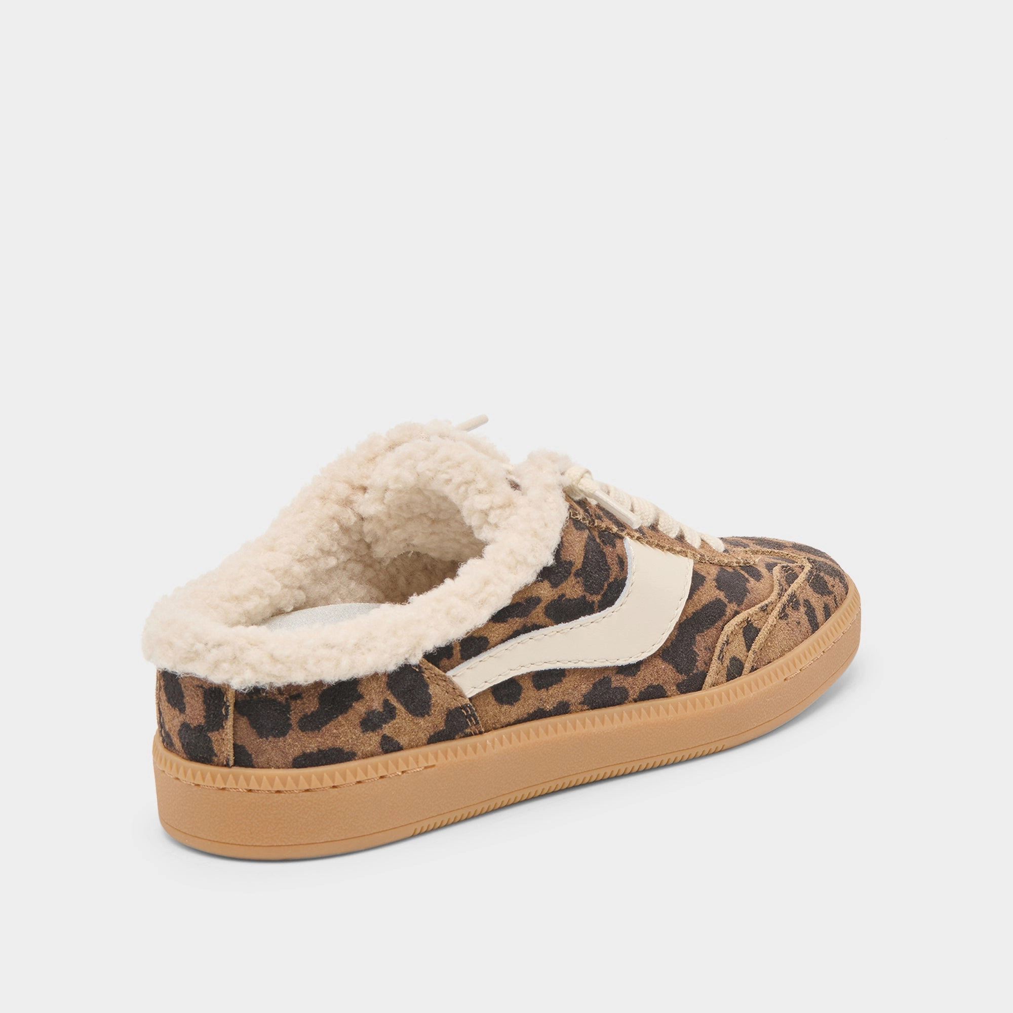 NOTICE SLIDE PLUSH SNEAKERS BROWN LEOPARD PRINTED SUEDE Clean Interior Feel Wear resistant