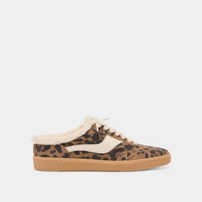 Effortless Pairing NOTICE SLIDE PLUSH SNEAKERS BROWN LEOPARD PRINTED SUEDE