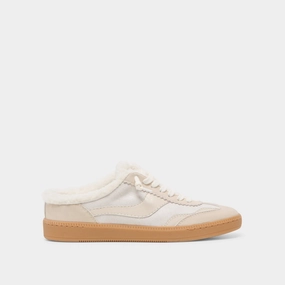 Stylish Form Breathable Design NOTICE SLIDE PLUSH SNEAKERS OFF WHITE CRACKLED LEATHER