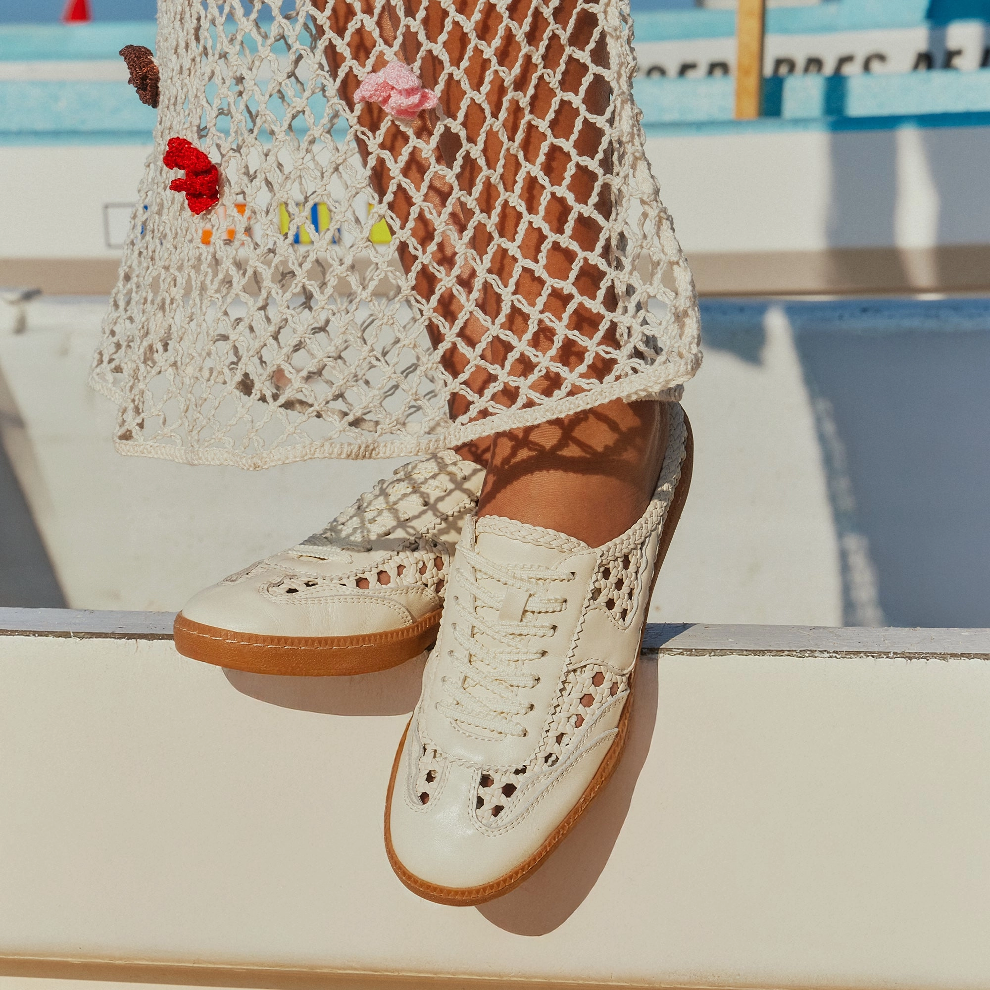 NOTICE SLIDE WOVEN SNEAKERS OFF WHITE WOVEN STELLA Flat Foot Ready Anti Skid