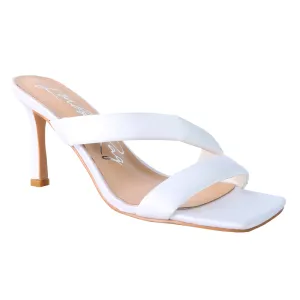Off White Cross Strap Heels Sandals