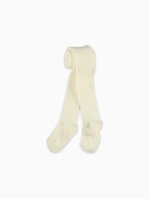 Off White Ribbed Kids Tights