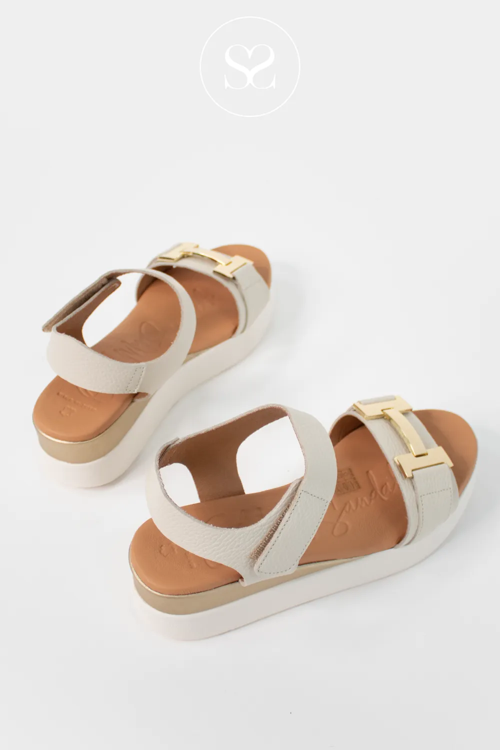 OH MY SANDALS 5672 CREAM BUCKLE WEDGE SANDALS