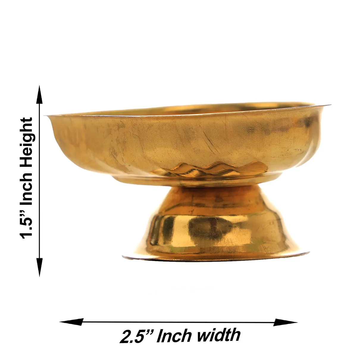 One Mukh Deep With Base - 1.5 x 2.5 Inches | Brass Lamp/ Brass Vilakku/ Brass Diya for Pooja/ 25 Gms Approx