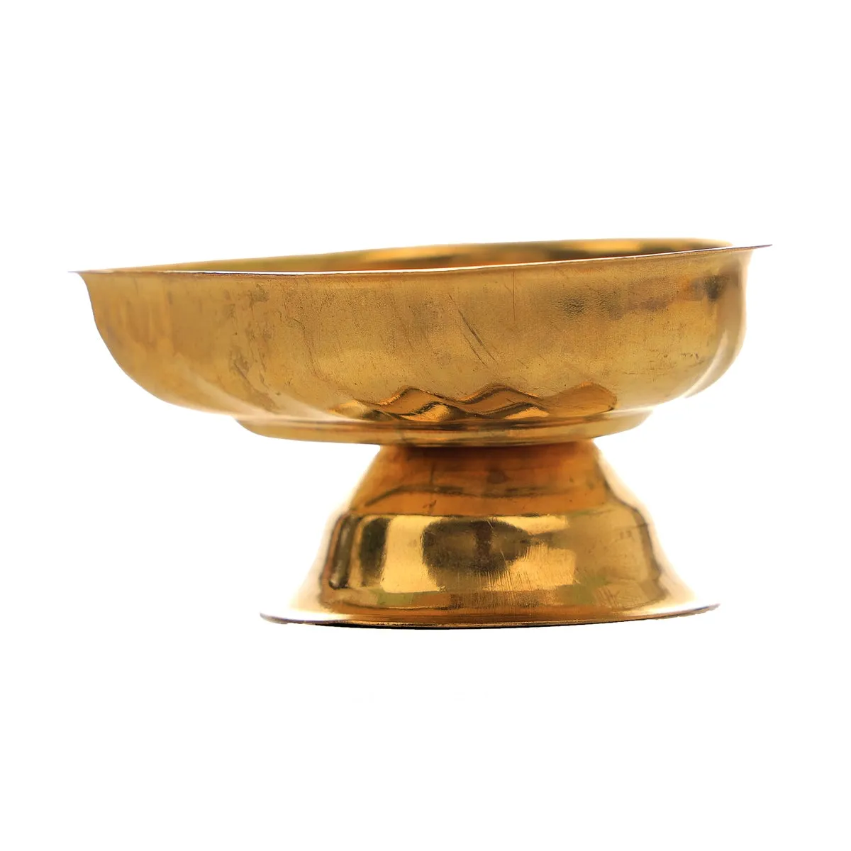 One Mukh Deep With Base - 1.5 x 2.5 Inches | Brass Lamp/ Brass Vilakku/ Brass Diya for Pooja/ 25 Gms Approx