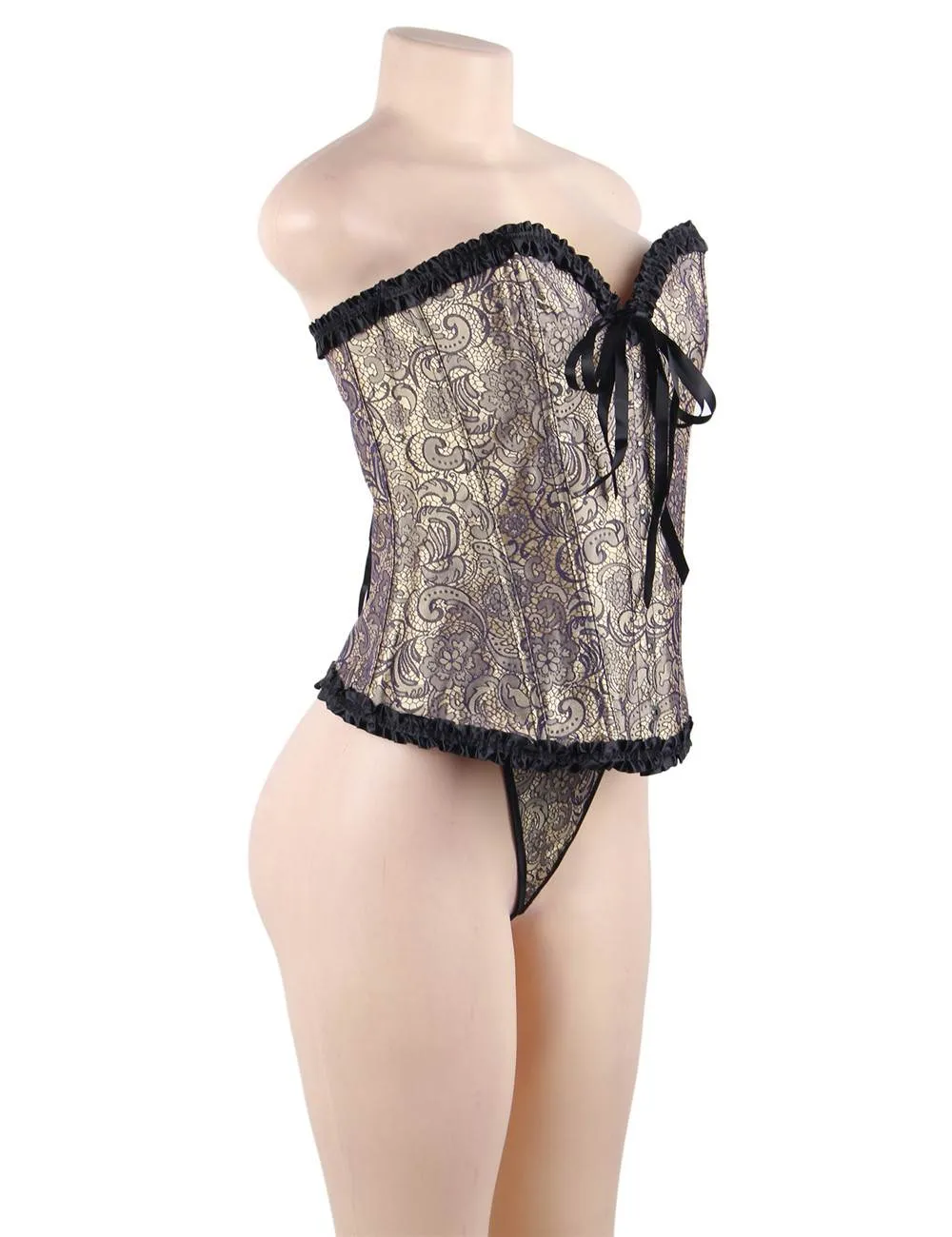 Online Sexy Silvery Floral Corset Top WITH FARAWLAYA