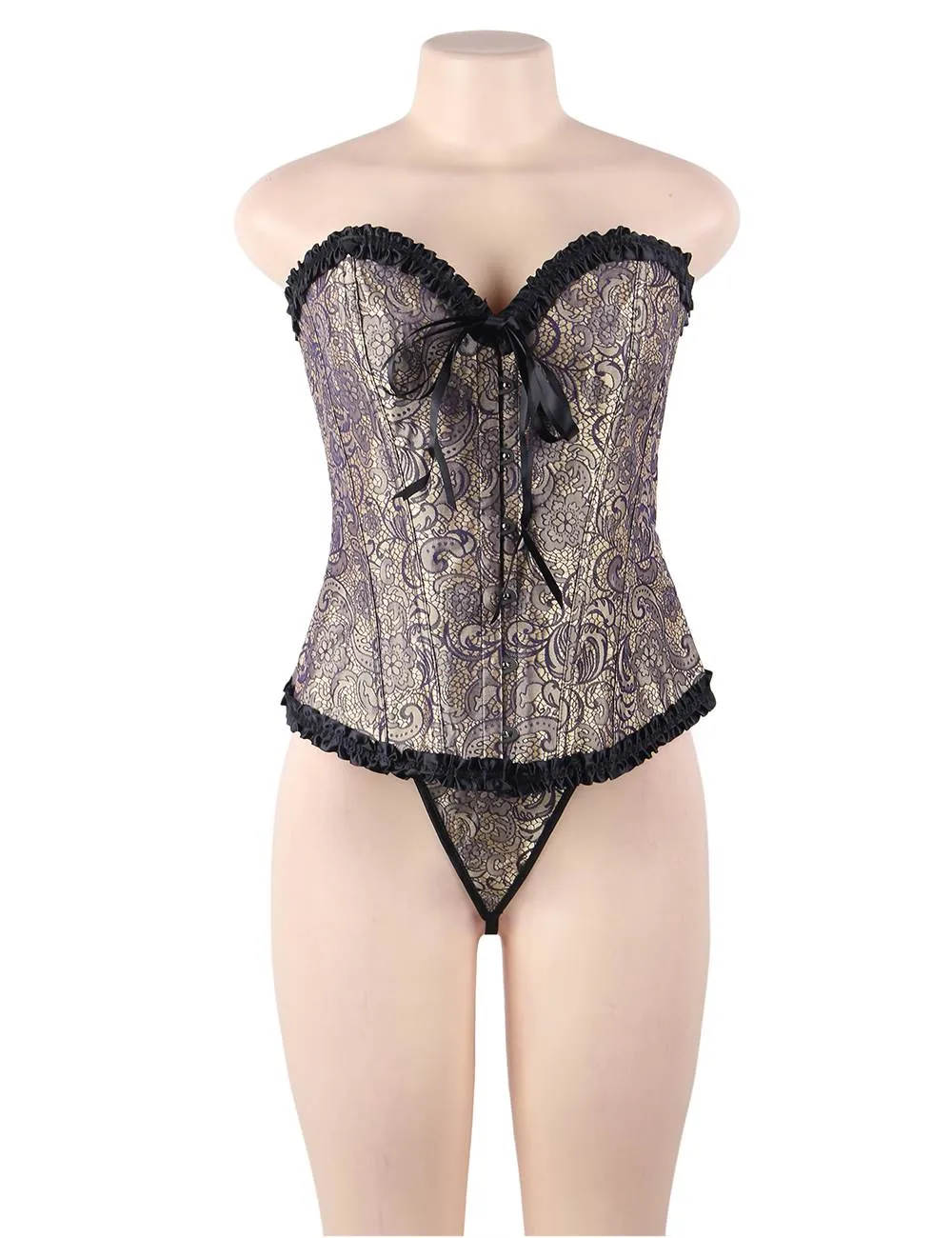 Online Sexy Silvery Floral Corset Top WITH FARAWLAYA