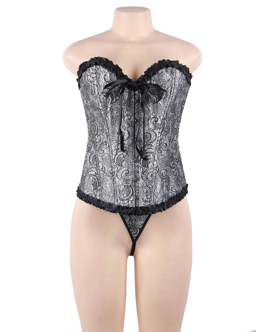 Online Sexy Silvery Floral Corset Top WITH FARAWLAYA