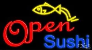 Open Sushi Handcrafted Real GlassTube Neon Sign
