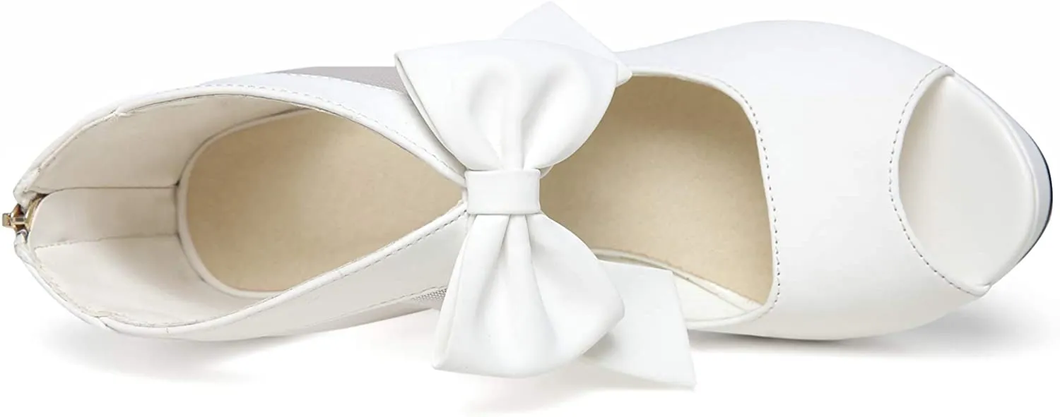 Open Toe Platform High Heel Shoes Bows Strappy Sandals