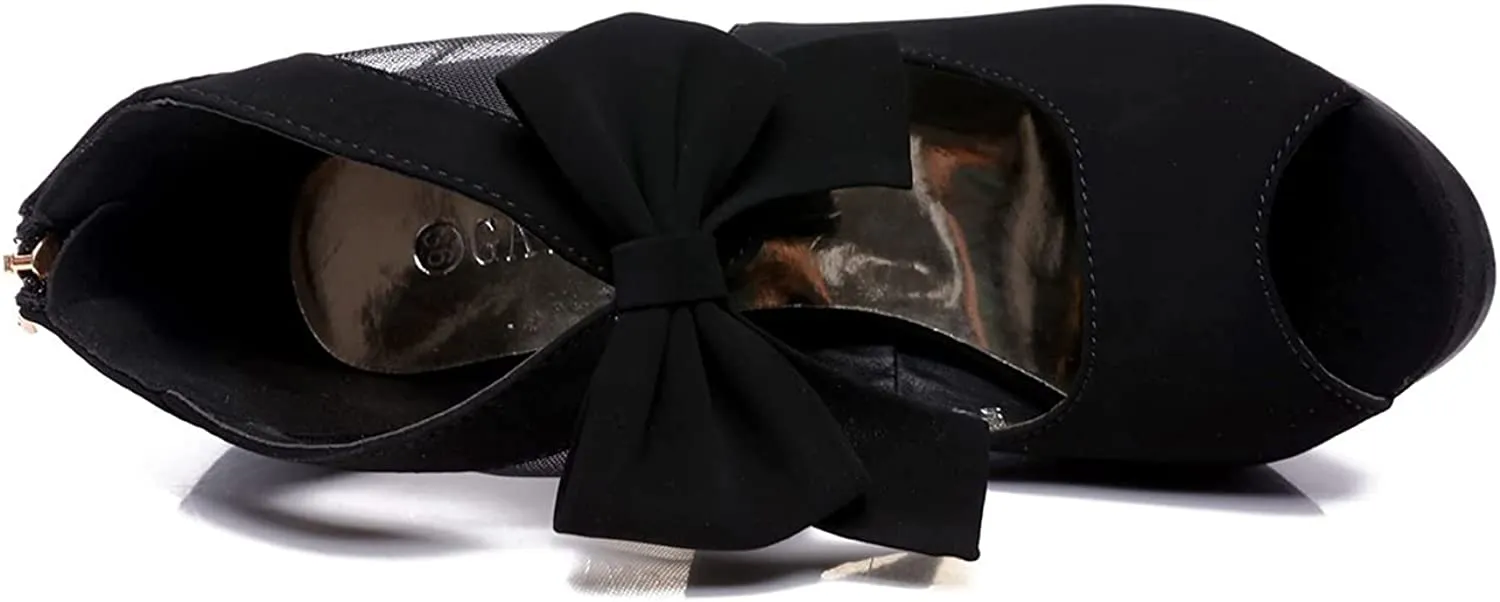 Open Toe Platform High Heel Shoes Bows Strappy Sandals