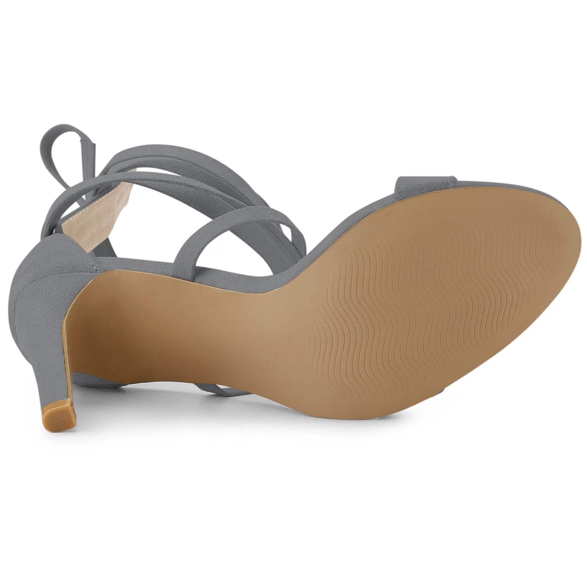 Open Toe Stiletto Heel Lace Up Ankle Strap Sandals
