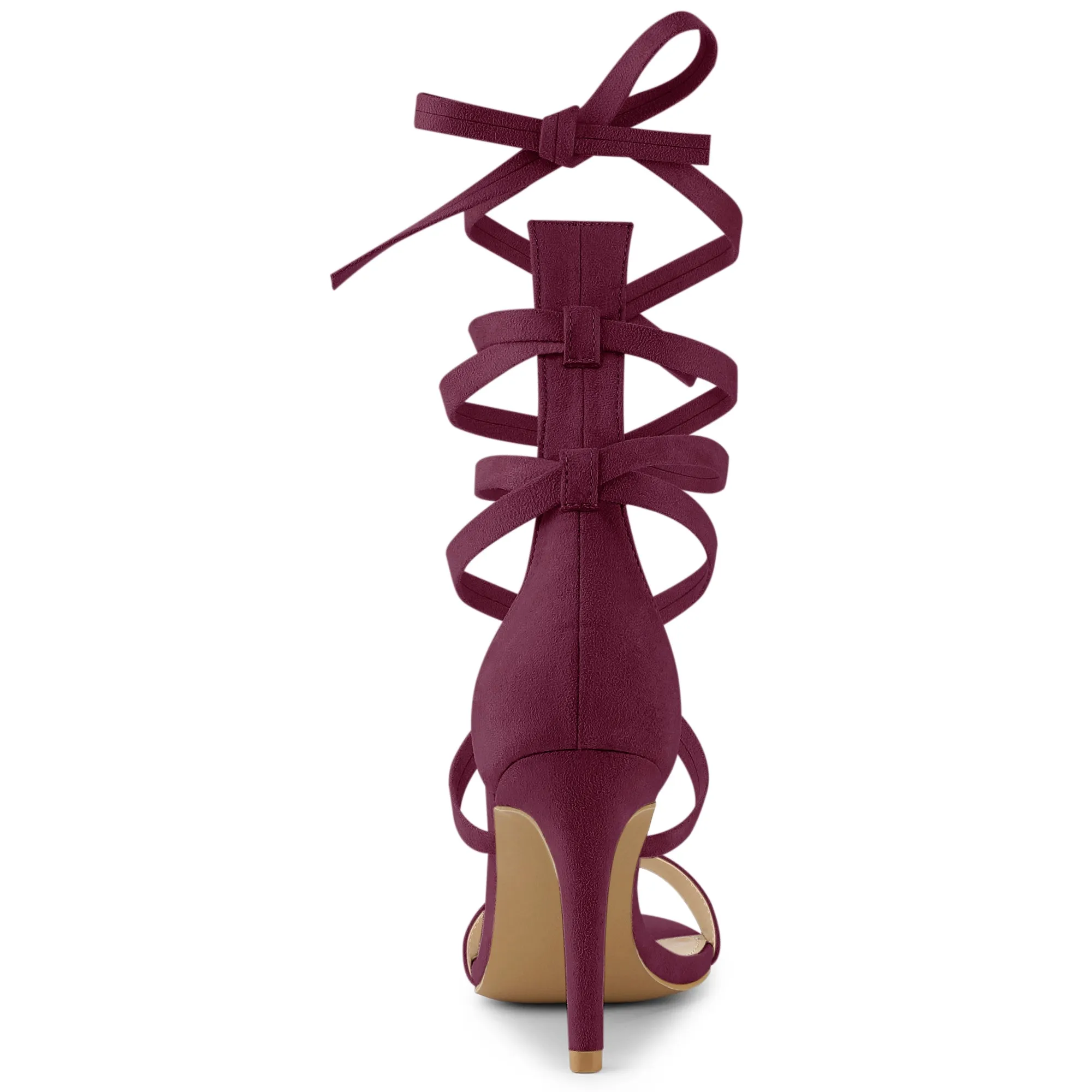Open Toe Stiletto Heel Lace Up Ankle Strap Sandals