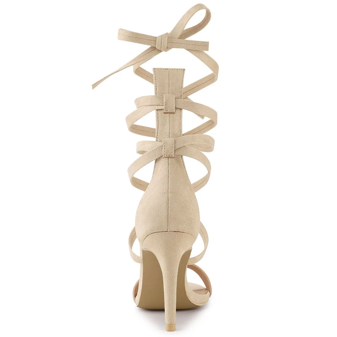 Open Toe Stiletto Heel Lace Up Ankle Strap Sandals