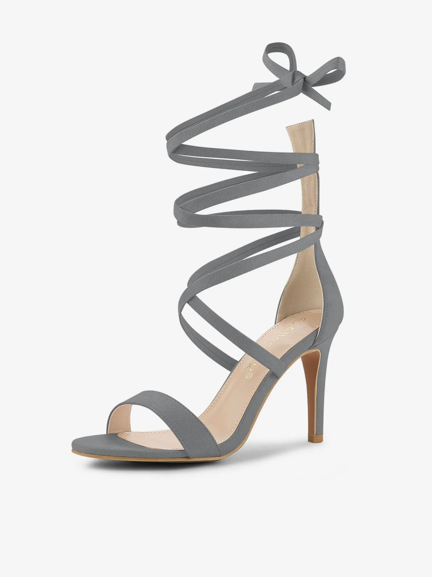 Open Toe Stiletto Heel Lace Up Ankle Strap Sandals