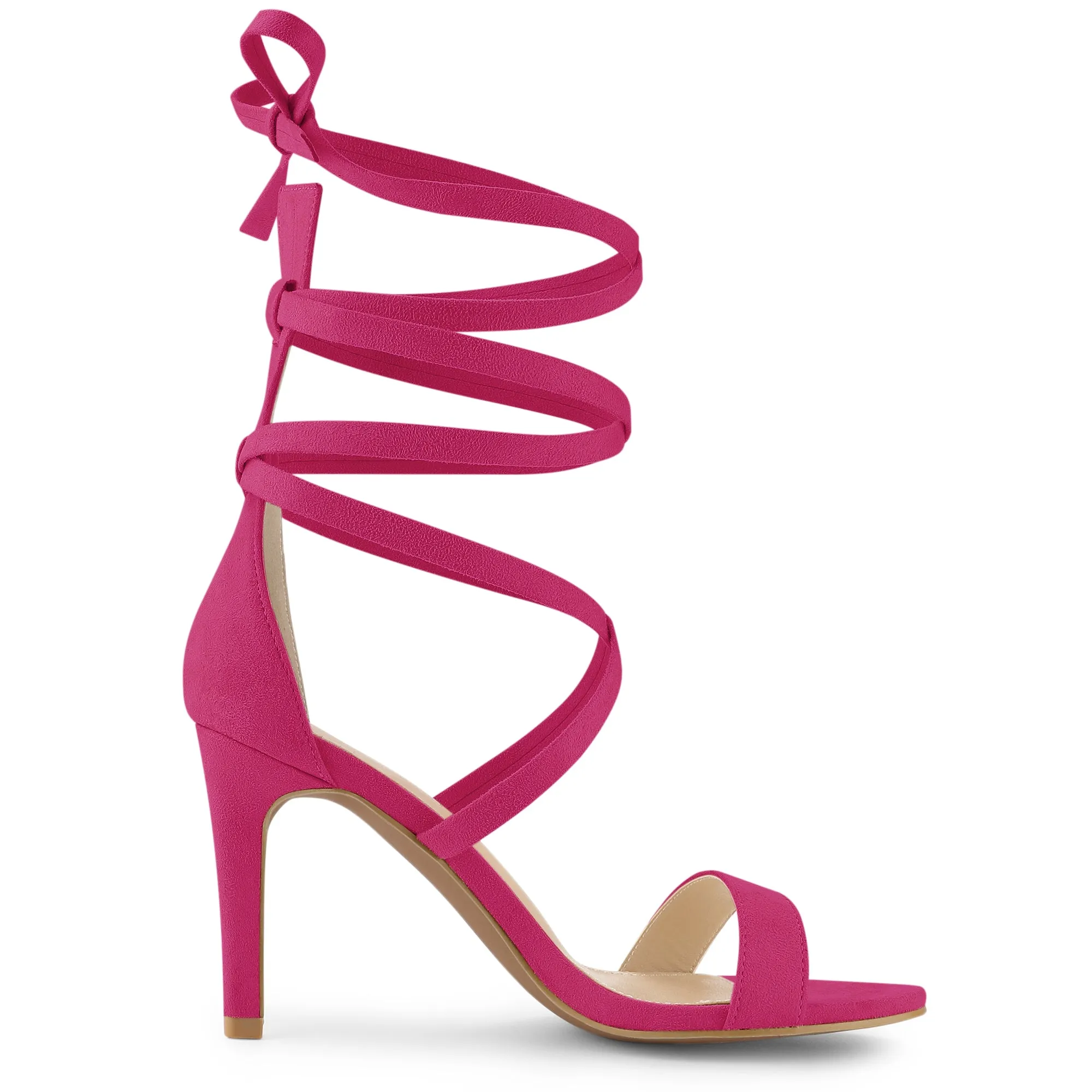 Open Toe Stiletto Heel Lace Up Ankle Strap Sandals