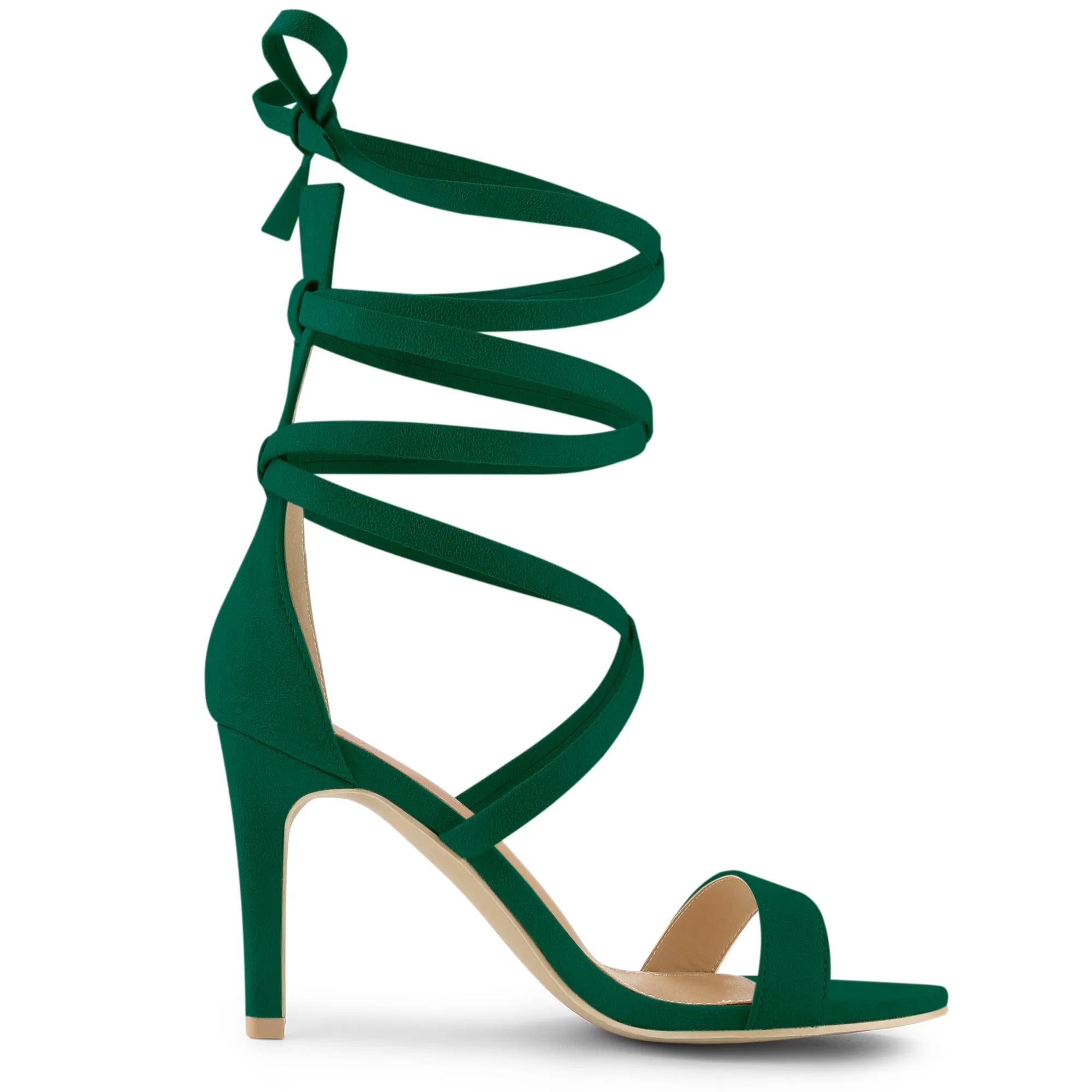 Open Toe Stiletto Heel Lace Up Ankle Strap Sandals