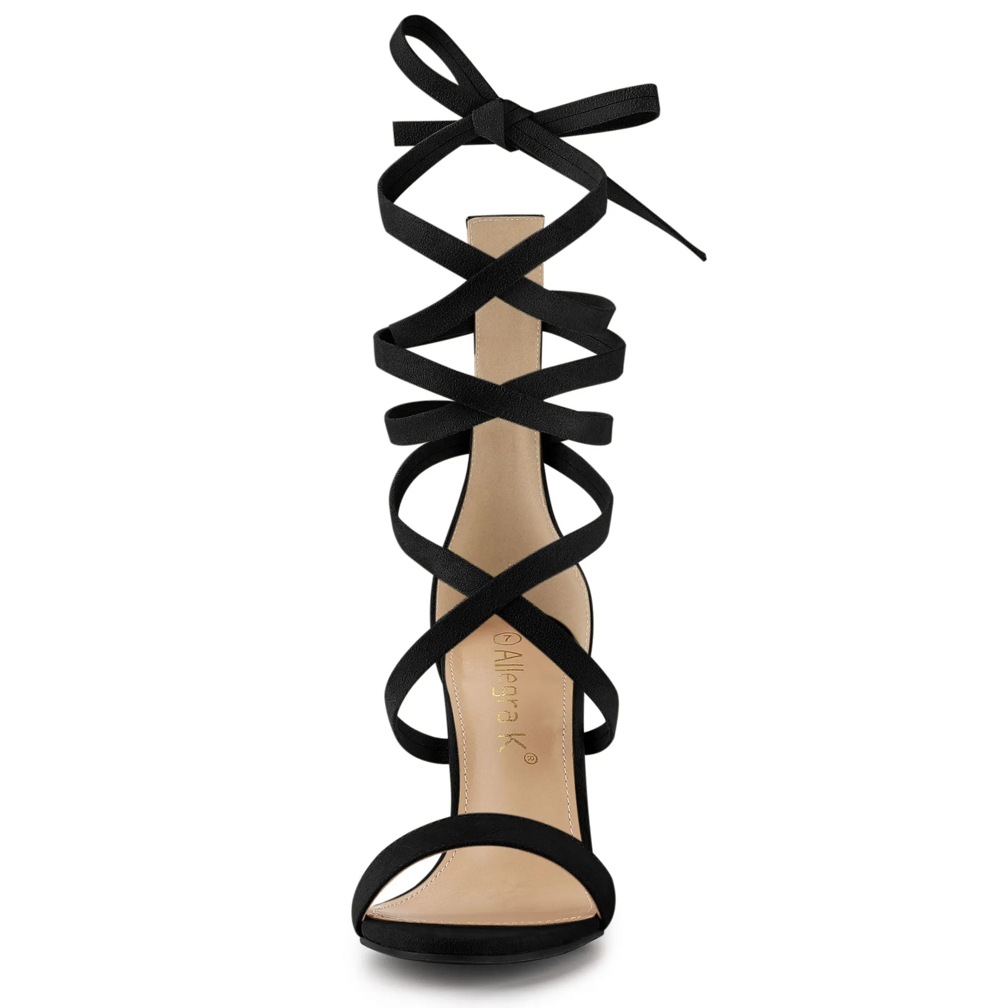 Open Toe Stiletto Heel Lace Up Ankle Strap Sandals