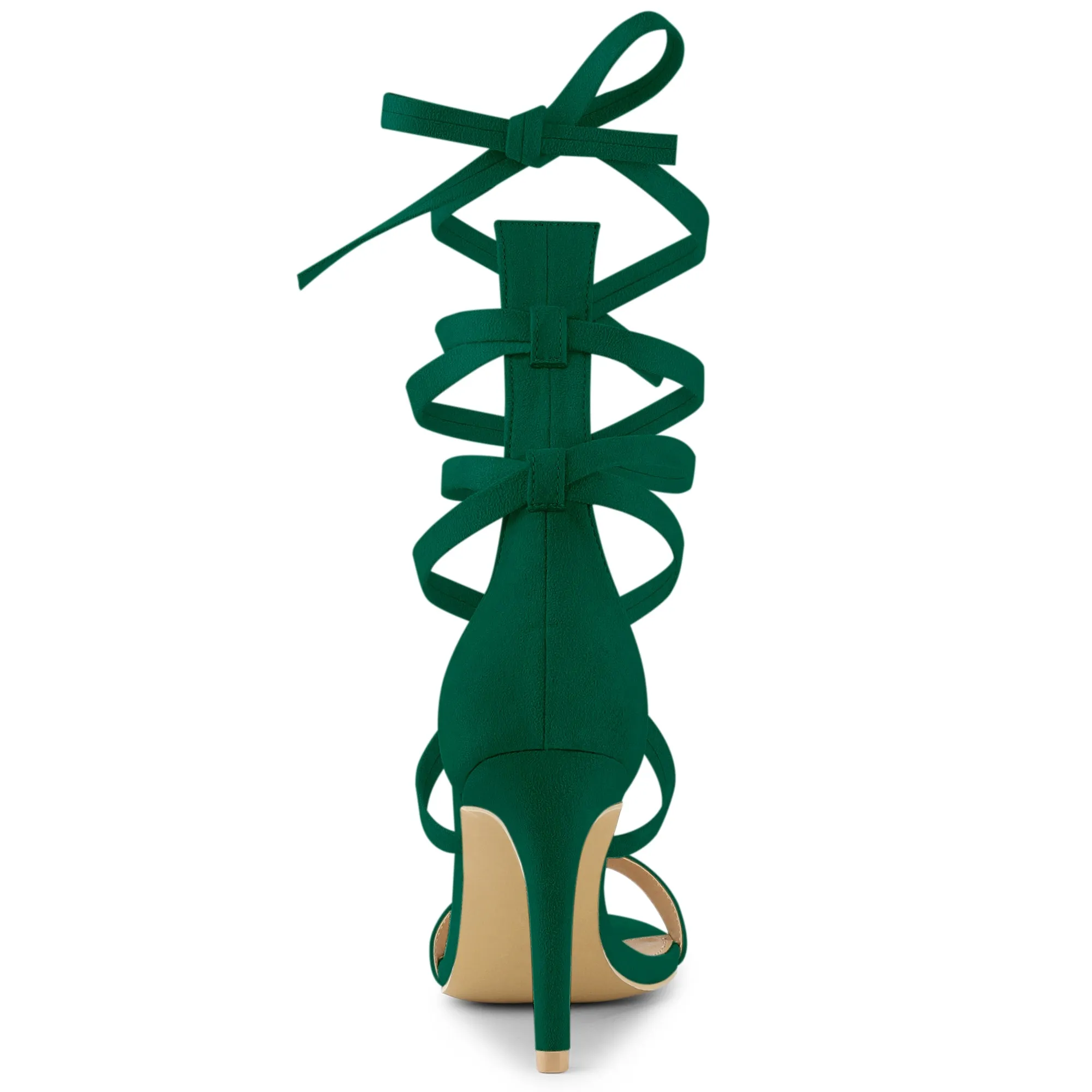 Open Toe Stiletto Heel Lace Up Ankle Strap Sandals