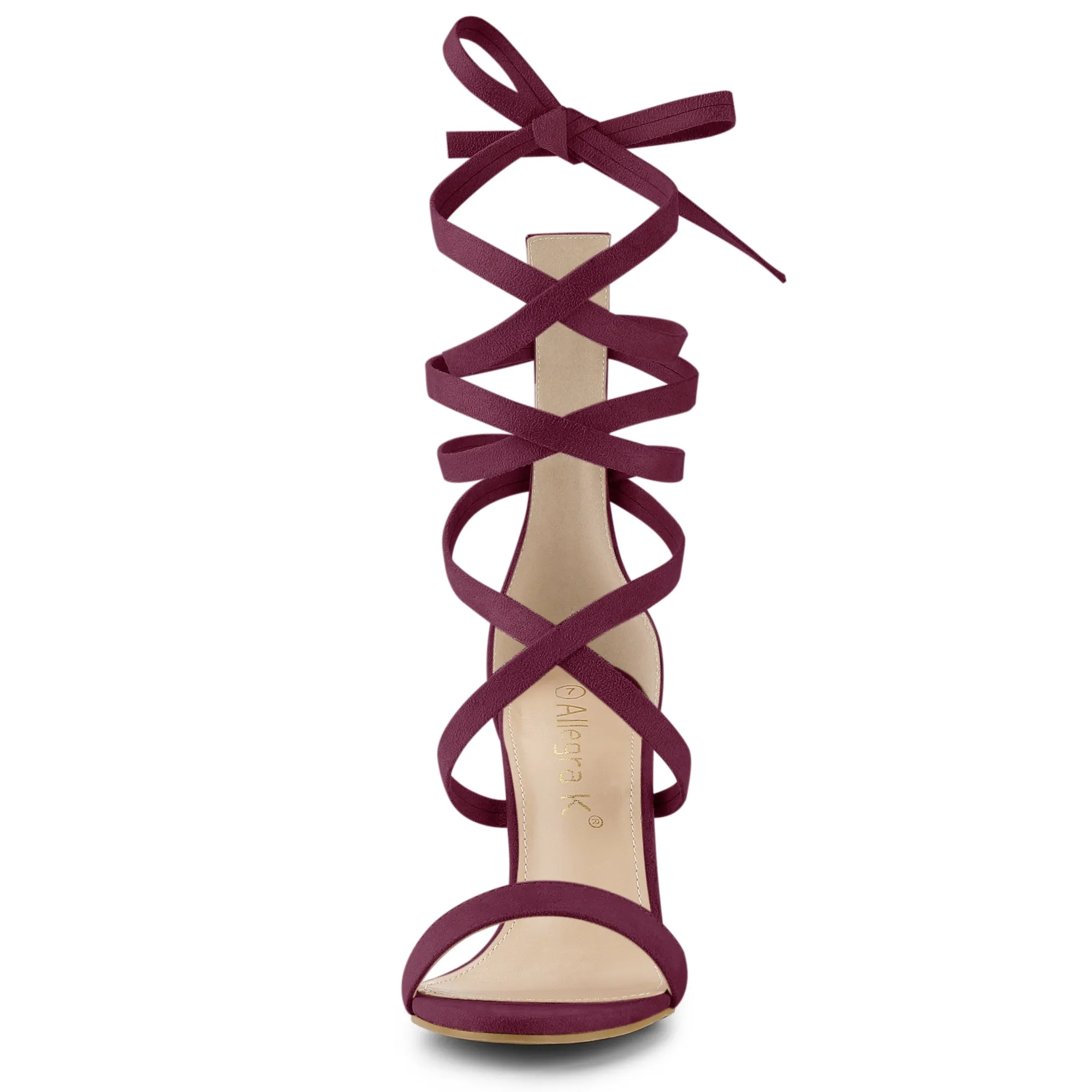 Open Toe Stiletto Heel Lace Up Ankle Strap Sandals