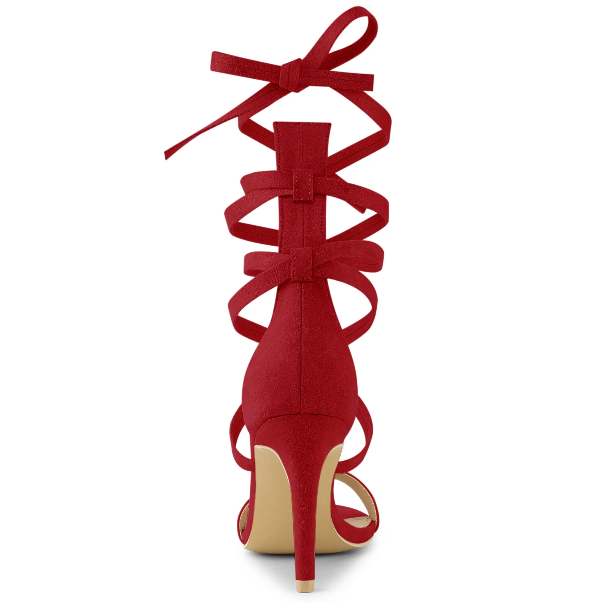 Open Toe Stiletto Heel Lace Up Ankle Strap Sandals