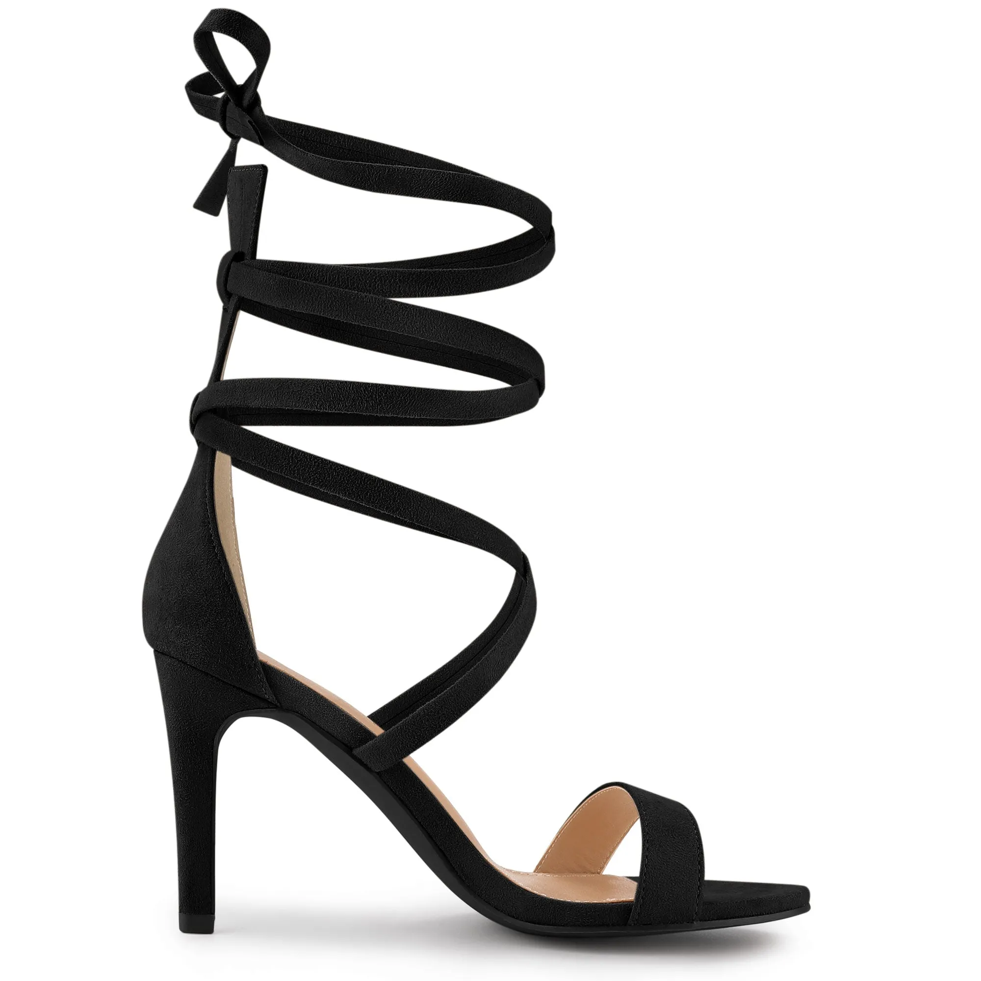 Open Toe Stiletto Heel Lace Up Ankle Strap Sandals