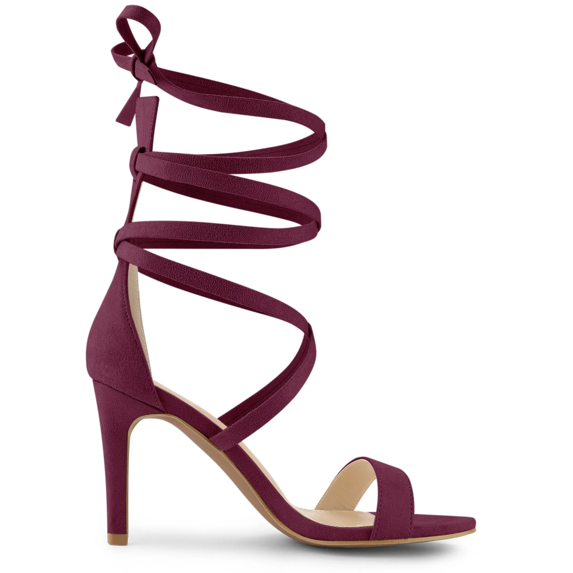 Open Toe Stiletto Heel Lace Up Ankle Strap Sandals