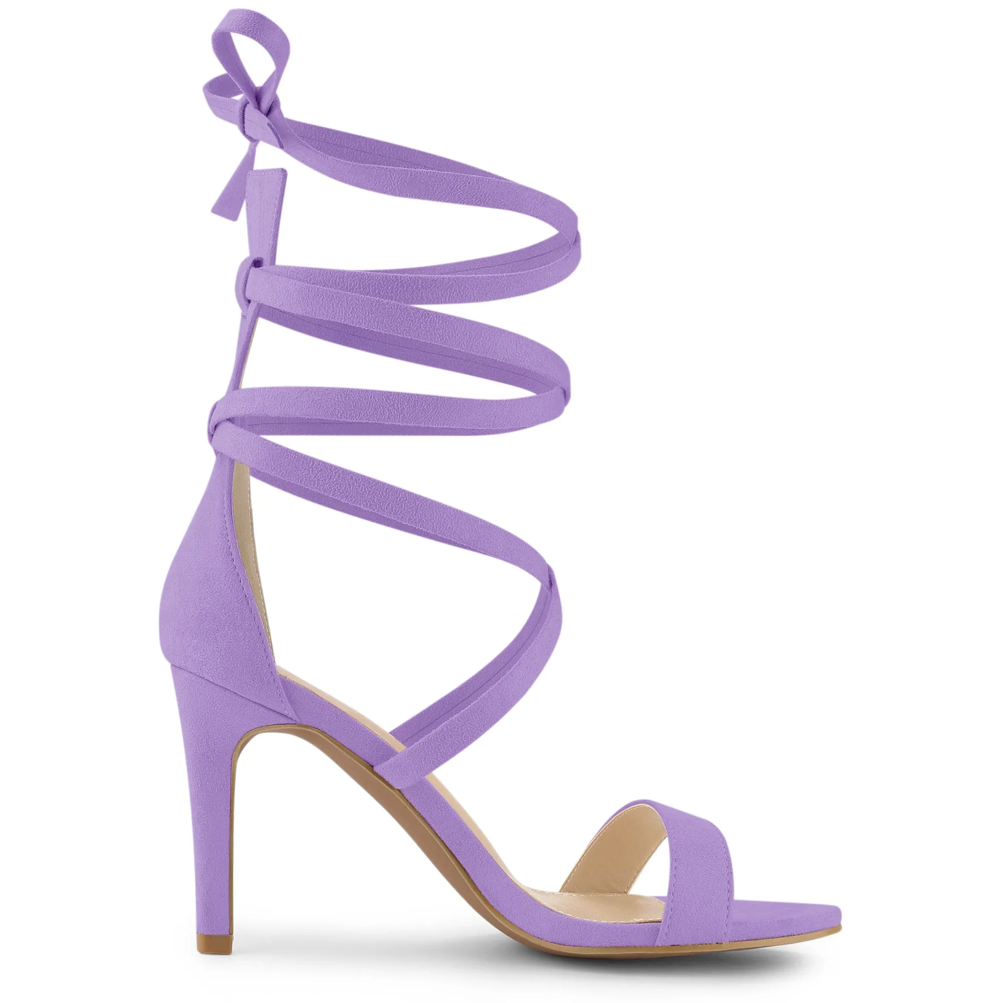 Open Toe Stiletto Heel Lace Up Ankle Strap Sandals