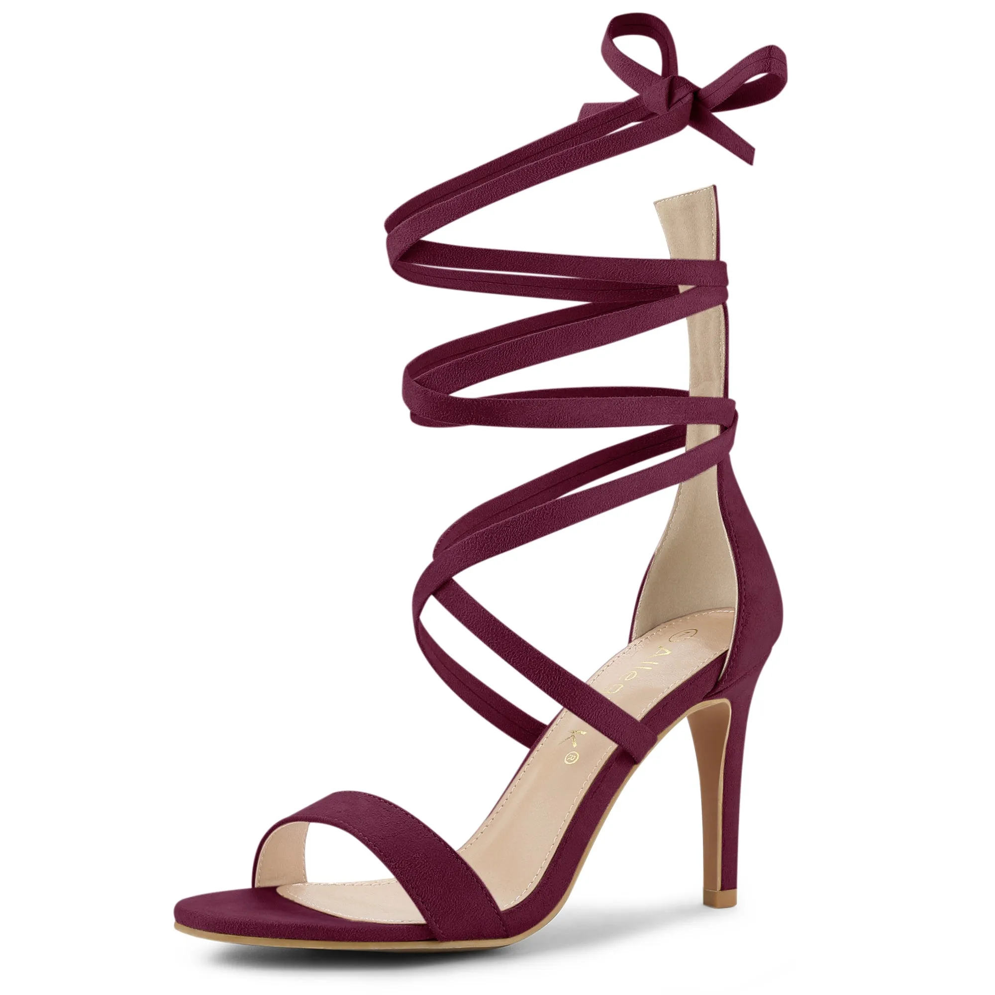 Open Toe Stiletto Heel Lace Up Ankle Strap Sandals