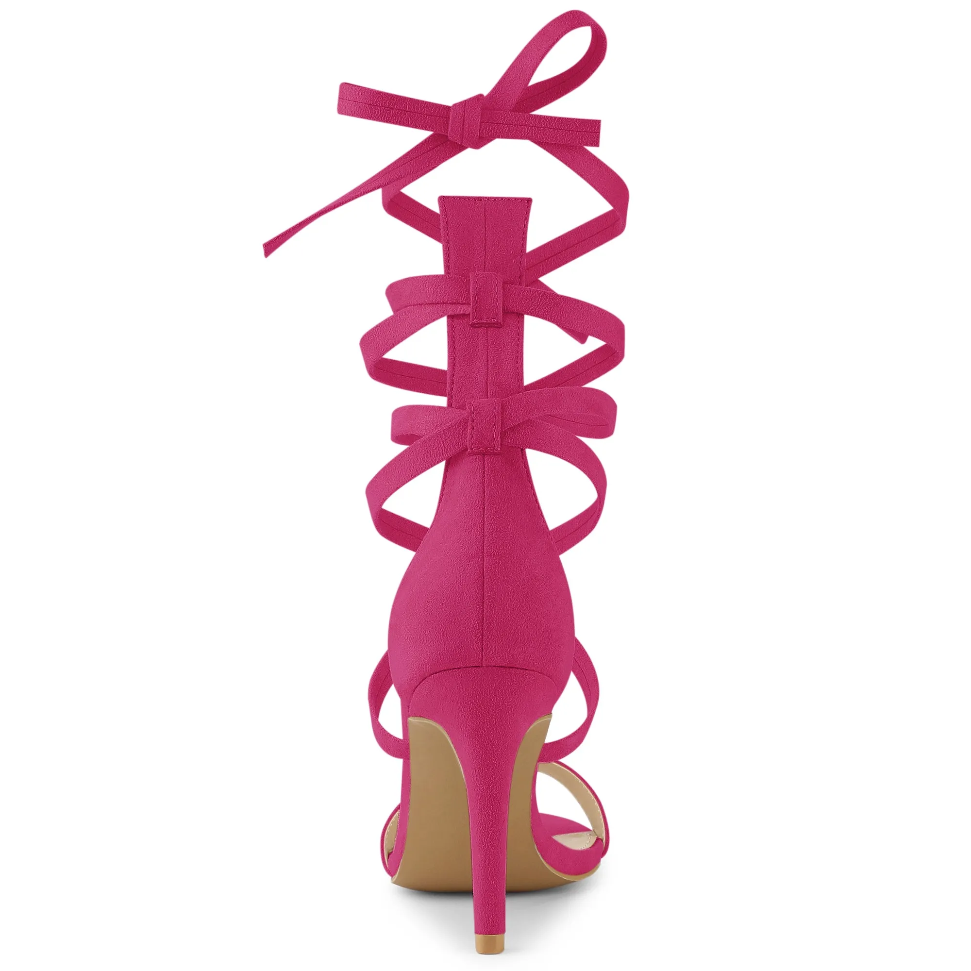 Open Toe Stiletto Heel Lace Up Ankle Strap Sandals