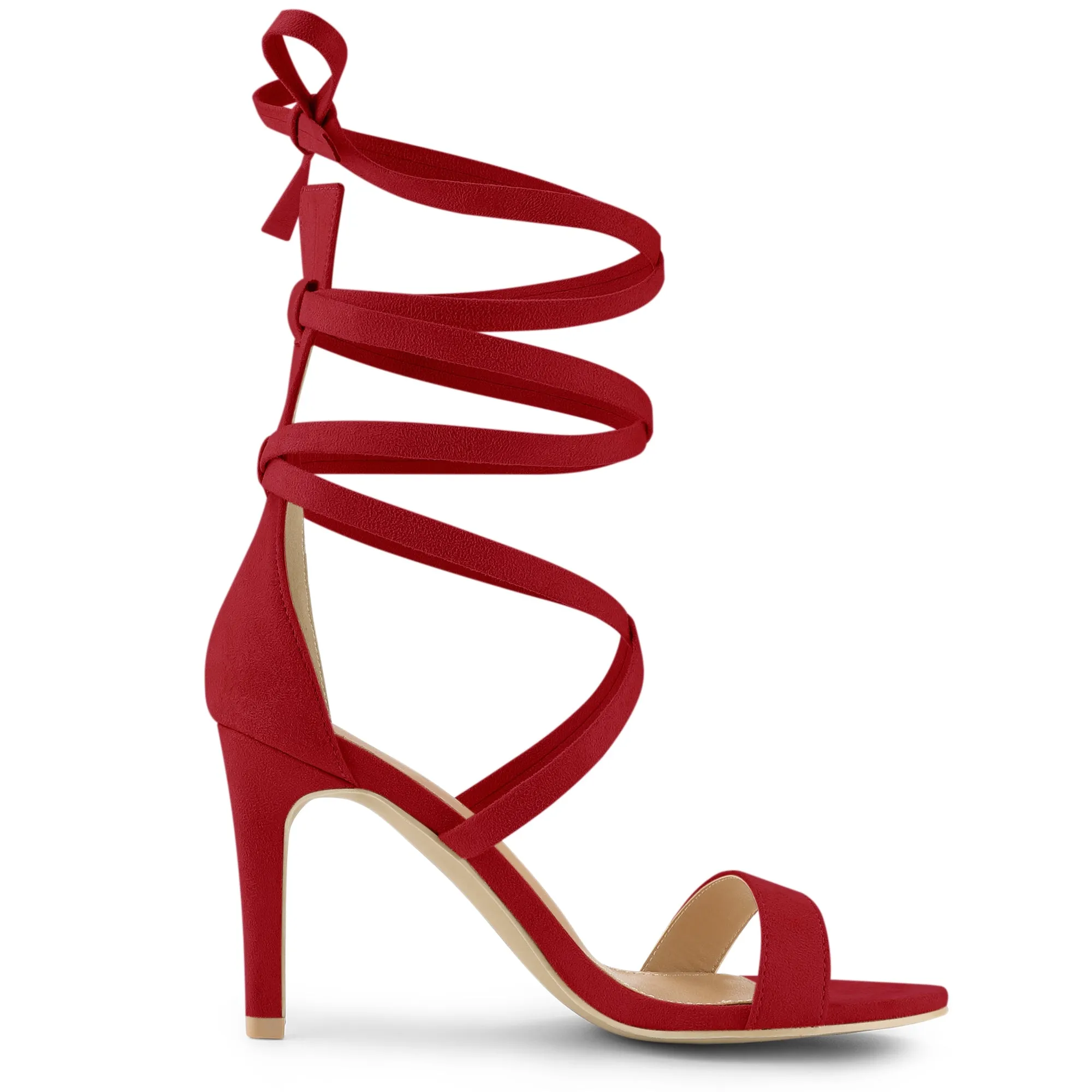Open Toe Stiletto Heel Lace Up Ankle Strap Sandals