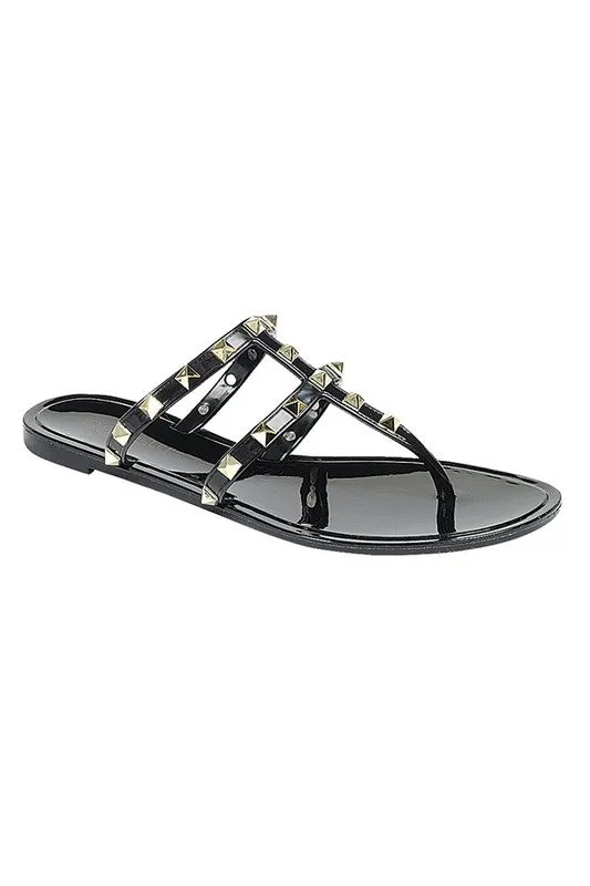 Open Toe Studded Jelly Slides