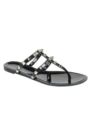Open Toe Studded Jelly Slides